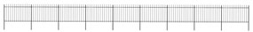 Gard de gradina cu varf sulita, negru, 15,3 x 1,2 m, otel 1, 1.2 m, 15.3 m