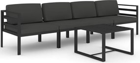 vidaXL Set mobilier de grădină cu perne, 5 piese, antracit, aluminiu