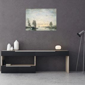 Tablou - Eugène Boudin, Entrance to the Harbor, Le Havre, reproducere (70x50 cm)