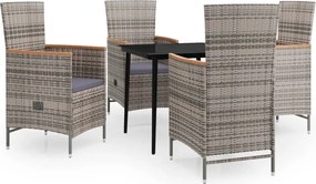 vidaXL Set mobilier pentru grădină cu perne, 5 piese, gri