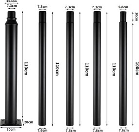 Brilagi - Stâlp metalic pentru iluminat exterior, 5 m, Ø 58 mm, negru