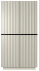 Dulap Nicole cu două uși cu sertar ascuns și mânere metalice 100 cm - cașmir / mânere negre