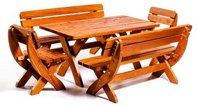 Set mobilier gradina Wien, 160 cm, cu scaune, cires, 6 pers.