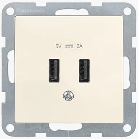 Priza dubla USB A 5V 2A, IP20, Bej, Panasonic Karre Plus 55