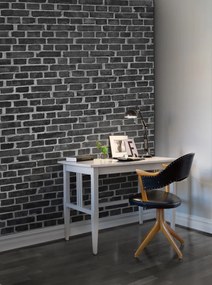 Fototapet, Brick Wall, Black, Rebel Walls