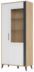 Vitrină Mussun 12 (nuc american jackson + alb mat + grafit mat). 1068197