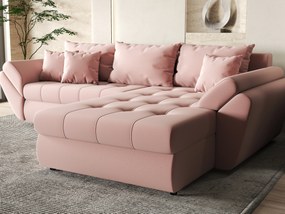 Colțar extensibil dumonde cu ladă de depozitare si sezut confortabil din spuma high-density, Loana Royal Pink II 270x185 cm