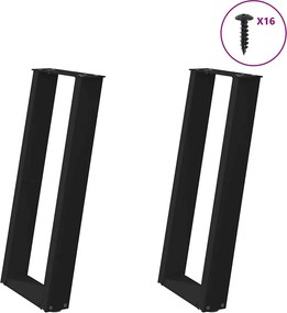 vidaXL Picioare de masă consolă în formă de U, 2 buc., negru, 38x(72-73) cm, oțel