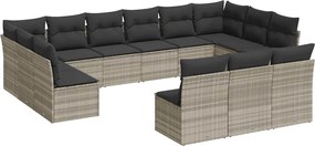 vidaXL Set canapele de grădină cu perne, 13piese gri deschis poliratan