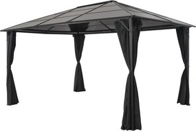 vidaXL Pavilion cu perdea, negru, 4 x 3 x 2,6 m, aluminiu