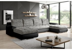 Set canapea universal, piele ecologica negru melir gri, TOLITA U UNI