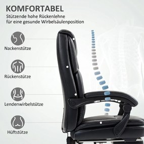 HOMCOM Scaun de birou rabatabil cu suport pentru picioare și capacitate de 120 kg, negru | Aosom Romania