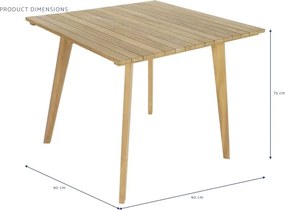 Set dining exterior din lemn de tec și frânghie, masă și 4 scaune, 5 piese, finisaj natural, „Terrawood”