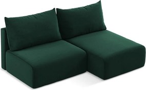 Colțar verde închis extensibil/cu spațiu de depozitare cu tapițerie din catifea (cu colț pe partea dreaptă/cu șezlong) Kalena – Makamii