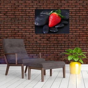 Tablou pe sticlă cu căpșună (70x50 cm)