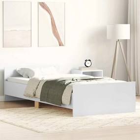 vidaXL Cadru de pat, alb, 90x190 cm, lemn prelucrat
