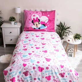 Lenjerie de pat pentru copii din microfibră pentru pat de o persoană 140x200 cm Minnie Sweet Like Me – Jerry Fabrics