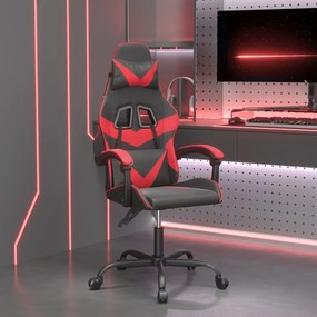 Scaun de gaming pivotant, negru si rosu, piele ecologica