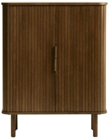 Dulap maro cu aspect de lemn de stejar cu ușă glisantă 113x90 cm Cavo – Unique Furniture