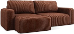 Colțar teracotă extensibil/cu spațiu de depozitare cu tapițerie din catifea reiată (cu colț pe partea stângă/cu șezlong) Kona – Makamii