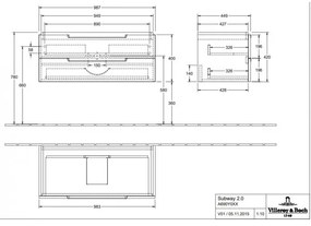 Dulap baza suspendat, Villeroy&amp;Boch Subway 2.0, 98.7x42x44.9cm, A69010E8