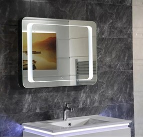 Oglinda cu iluminare LED si dezaburire Inter Ceramic dreptunghiulara 75x60 cm crom lucios