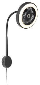 Ventilator de perete negru inclusiv LED 2700K - Dores