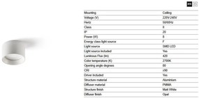 Spot LED aplicat tavan MIZU 8W alb