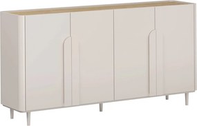 Comodă cu patru uși pe picioare Amilio 200 cm - cashmir / stejar uleiat / mânere cashmir