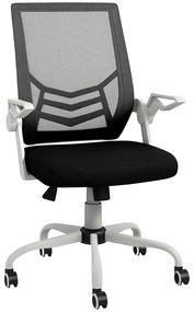 Vinsetto Scaun de Birou Ergonomic cu Înălțime Reglabilă și Brațe Rabatabile Pivotant la 360°, 62,5x55x94-104 cm, Negru | Aosom Romania