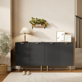 HOMCOM Bufet de bucătărie mobilier de depozitare cu 2 uși poliță reglabilă picioare metalice ridicate 80 x 40 x 80 cm negru | Aosom Romania