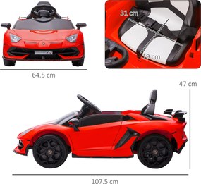 HOMCOM Mașinuță Electrică pentru Copii 3-5 Ani cu Uși Fluture, Mașinuță Electrică cu Telecomandă, 107,5x63x42 cm, Roșu | Aosom Romania