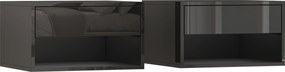 HOMCOM Set de 2 Noptiere suspendate Noptiere cu sertar pentru dormitor 37x32x21 cm Negru lucios | Aosom Romania