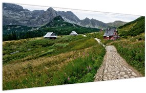 Tablou - Peisaj montan cu case (120x50 cm)