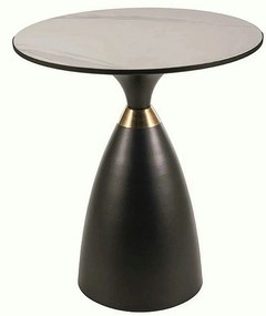 Masuta cafea GEMINI, alb lucios/negru mat, ceramica/metal, 50x56 cm