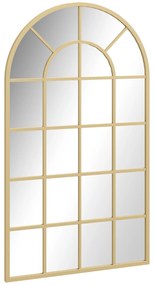HOMCOM Oglindă de perete, design tip fereastră, oglindă de hol, ramă metalică, 110 x 65 cm, Gold | Aosom Romania
