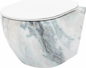 Set vas wc suspendat Rea Carlos rimless granit cu capac softclose alb