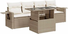 vidaXL Set canapele de grădină cu perne, 5 piese, bej, poliratan