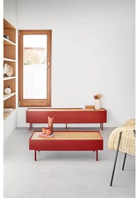Comodă TV roșie cu aspect de lemn de stejar 180x45 cm Arista – Teulat
