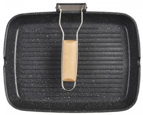 Tigaie grilll cu maner detasabil, Cooking by Heinner, 35 x 25 x 4.5 cm, aluminiu turnat cu invelis non-stick