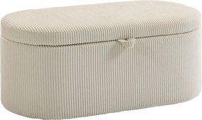 HOMCOM Ottomană de depozitare, tapițerie din cord cu șezut căptușit, bancă la capătul patului, 105 x 51 x 49 cm, Bej | Aosom Romania