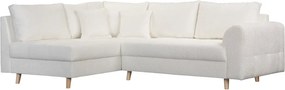 Colțar alb cu tapițerie din stofă bouclé (cu colț pe partea stângă ) Ariella – Ropez