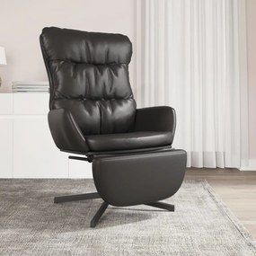 3097612 vidaXL Scaun de relaxare cu taburet, negru, piele ecologică