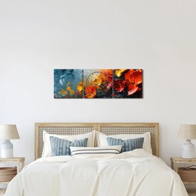 Tablou - Pictură abstractă de flori III. (cu ceas) (90x30 cm)