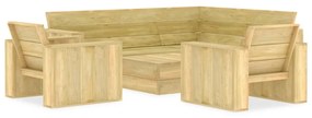 Set mobilier de gradina, 4 piese, lemn de pin tratat colt + 2x fotoliu + masa, 1