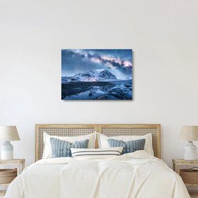 Tablou pe sticlă cu munți și ceul cu stele (70x50 cm)