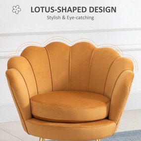 HOMCOM Fotoliu Vintage din Catifea Galbenă, Design Elegant pentru Living sau Birou, Confort Superior | Aosom Romania