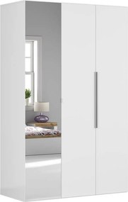 Dulap FLEX, alb, PAL, cu 3 usi si oglinda, 150x66x240 cm