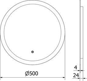 Mexen Oro oglindă de baie iluminată, rotundă 50 cm, LED 6000K, anti-abur - 9824-050-050-611-00