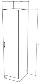 Dulap haaus Remi, O Usa, cu polite, Stejar Artisan, 40 x 51 x 170 cm